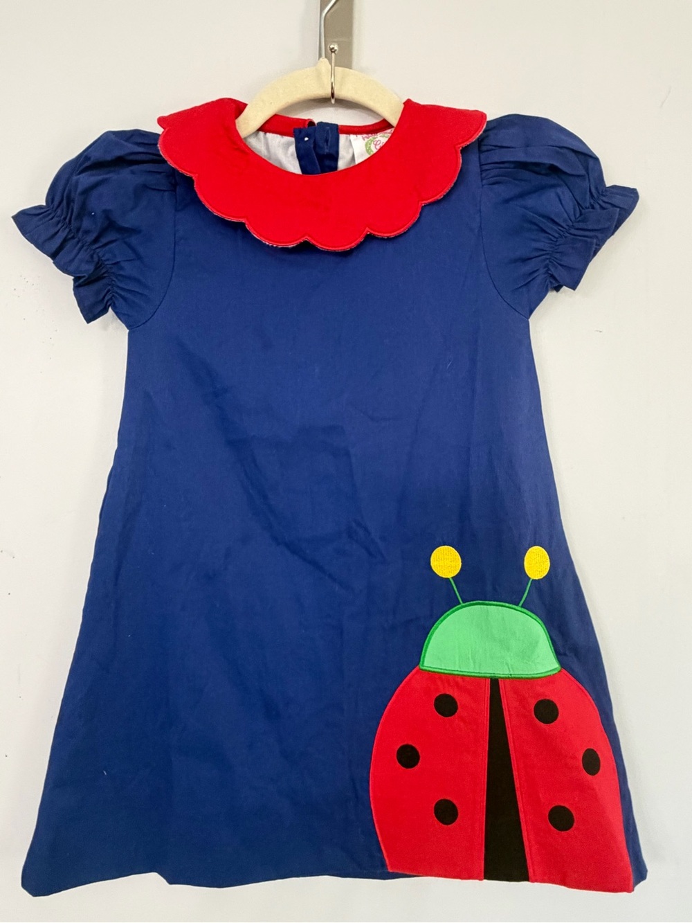 Cecil & Lou Navy Blue Ladybug Peter Pan Collar Dress 100% Cotton Size 4T toddler